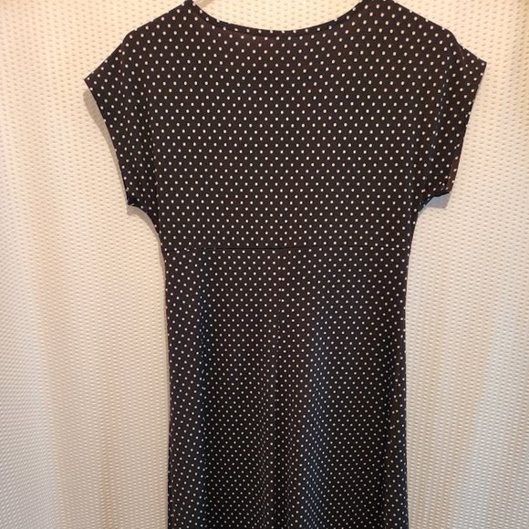 PERSEPTION CONCEPT Black white POLKA DOT dress Small stretch knit flare - Picture 2 of 8